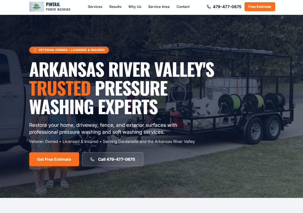 Pintail Power Washing website preview