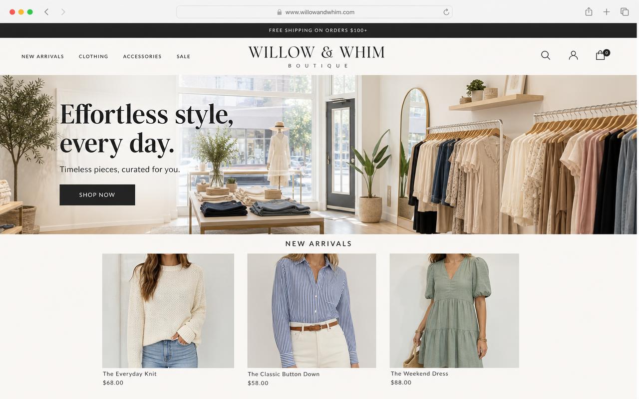 Willow & Whim website preview